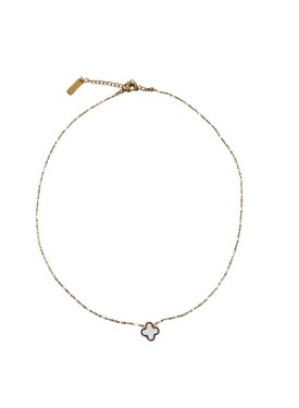 Collier best seller blanc. Fin, 28CM. Collier trèfle faÏence blanc