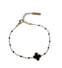 Bracelet noir, acier inoxydable, couleur or.