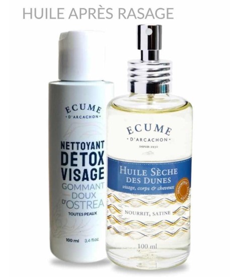 Soin préparateur et réparateur après rasage. Soin et cosmétique pour homme Écume d'Arcachon