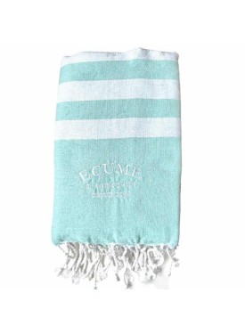 fouta éponge, serviette de plage couleur menthe brodée Écume d'Arcachon.