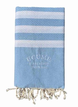 Fouta bleu ciel. pour le bain. Écume d'Arcachon.