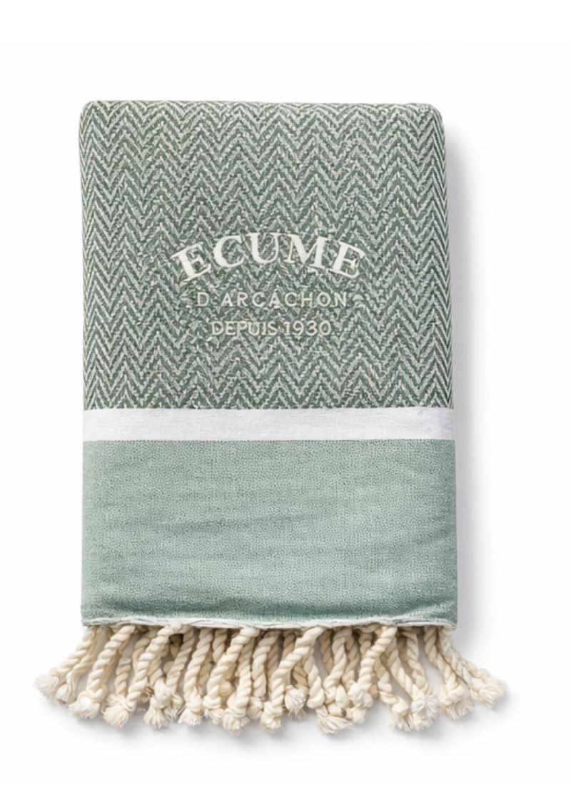 fouta kaki et blanc