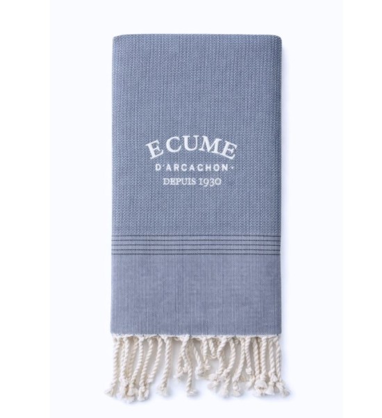 fouta simple unie couleur bleu jean