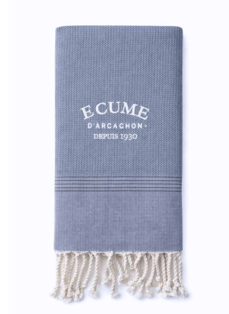 fouta simple unie couleur bleu jean