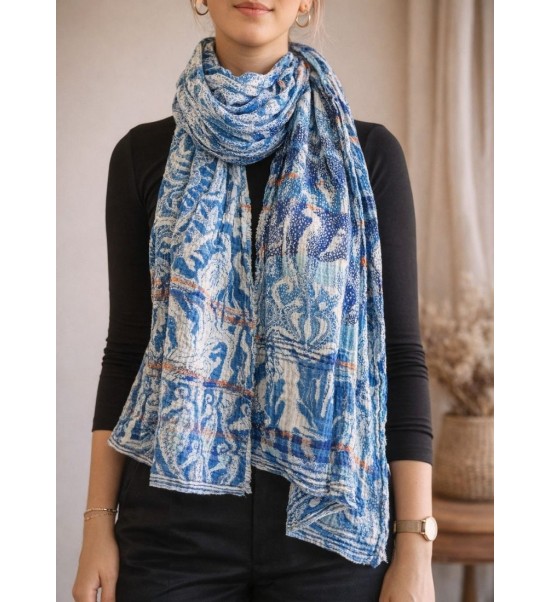 Écharpe jacquard Écume d'Arcachon