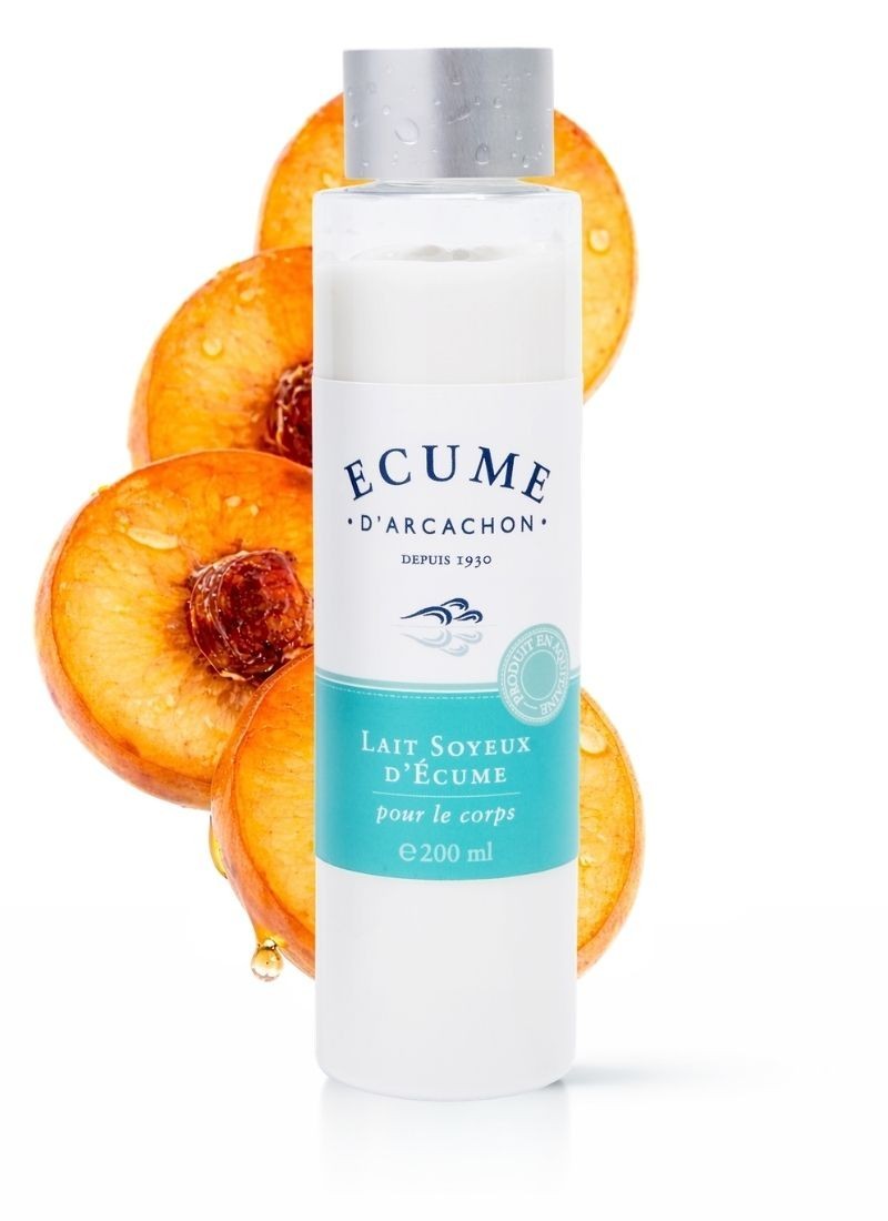 Formule à l'huile d'abricot. Lait corps parfumé. Écume d'Arcachon.