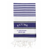 Fouta basque violet et blanc. Brodée arcachon