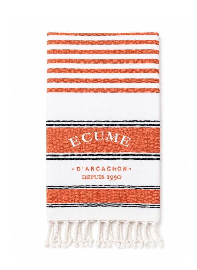 Fouta lignes basques. Orange et blanc.Nouveau modele.