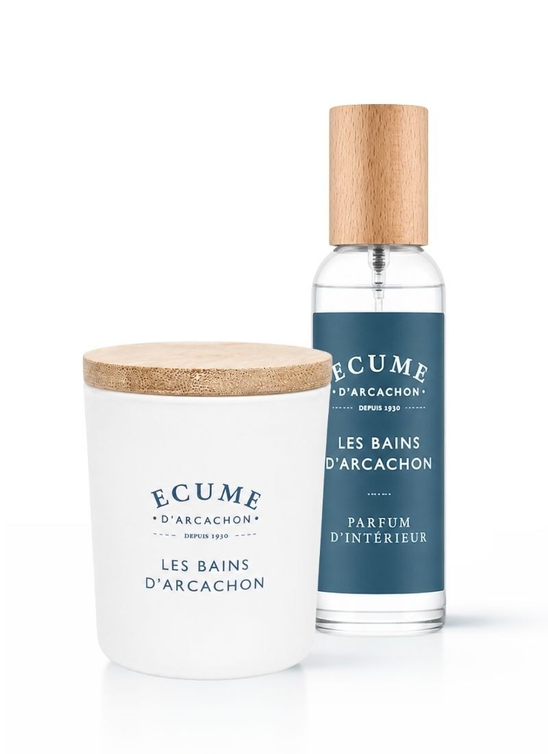 Un duo parfait pour un interieur au bord de la mer au printemps. Bougie et spray.