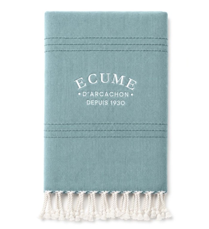 Fouta grande taille pour pique-nique et jetée de lit ou canapé. Couleur bleu canard.