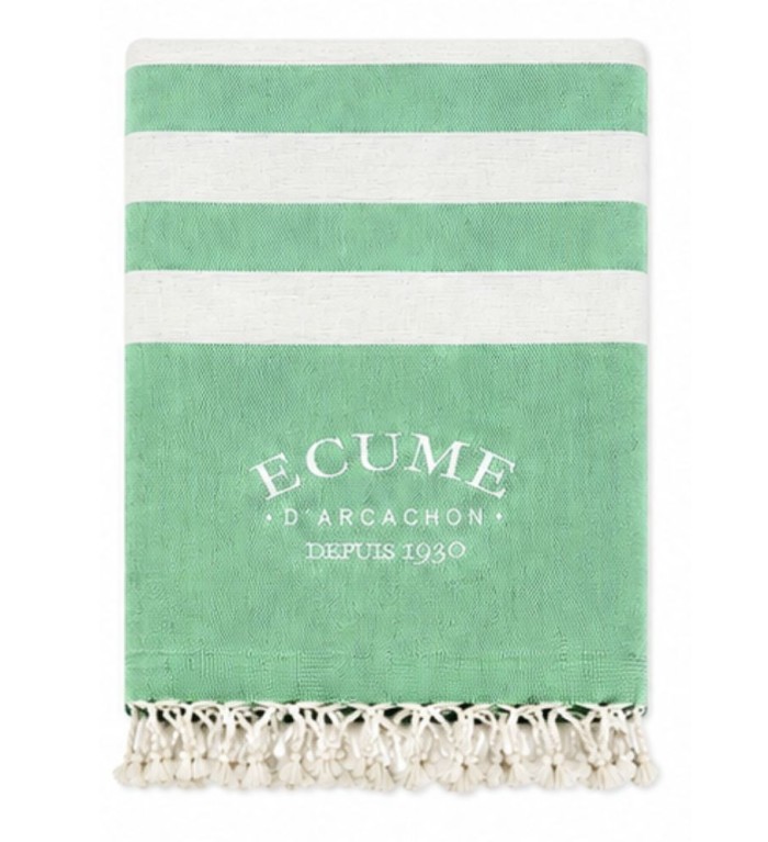 Serviette très absorbante de couleur turquoise. Épaisseur de fil. Brodées Écume d'Arcachon