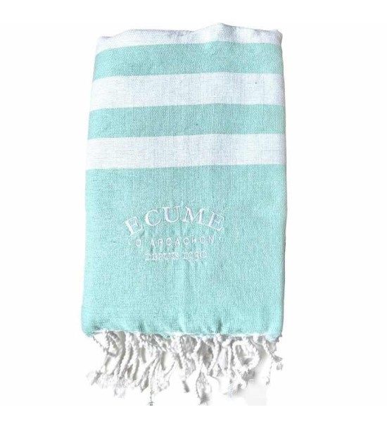 Fouta en éponge très absorbante. Blanche et vert menthe. Pop