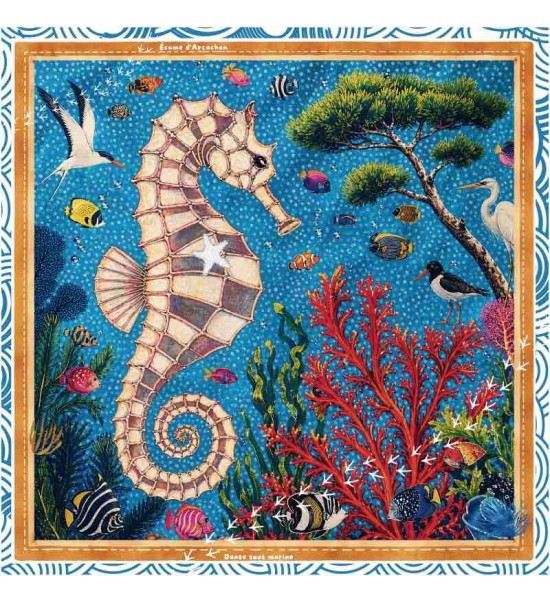Foulard collection limitée à 25 pièces. Balade sous marine du bassin d'arcachon.