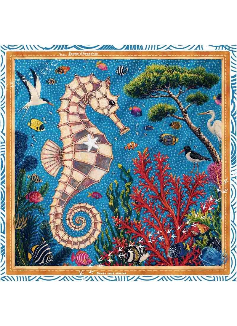 Foulard collection limitée à 25 pièces. Balade sous marine du bassin d'arcachon.