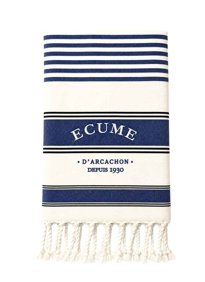 Fouta une place bleu marine et blanc